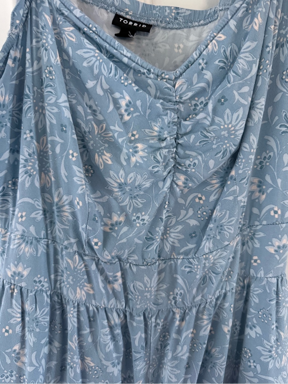 Torrid Ruffle Strap Jumpsuit Light Blue Floral Women's size 1X - Picture 5 of 8